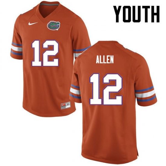 Youth Florida Gators #12 Jake Allen NCAA Nike Orange Authentic Stitched College Football Jersey QKU1062DV